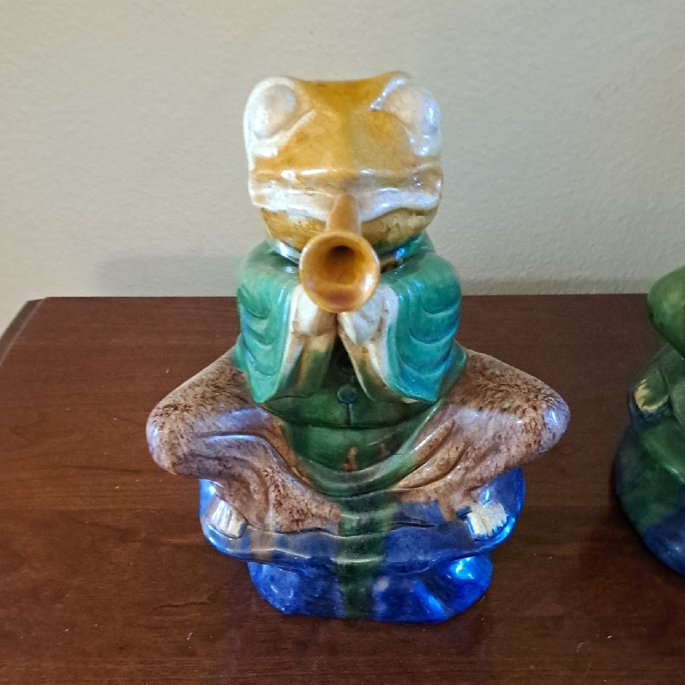 Blue and Green Ceramic Meditation Figurine